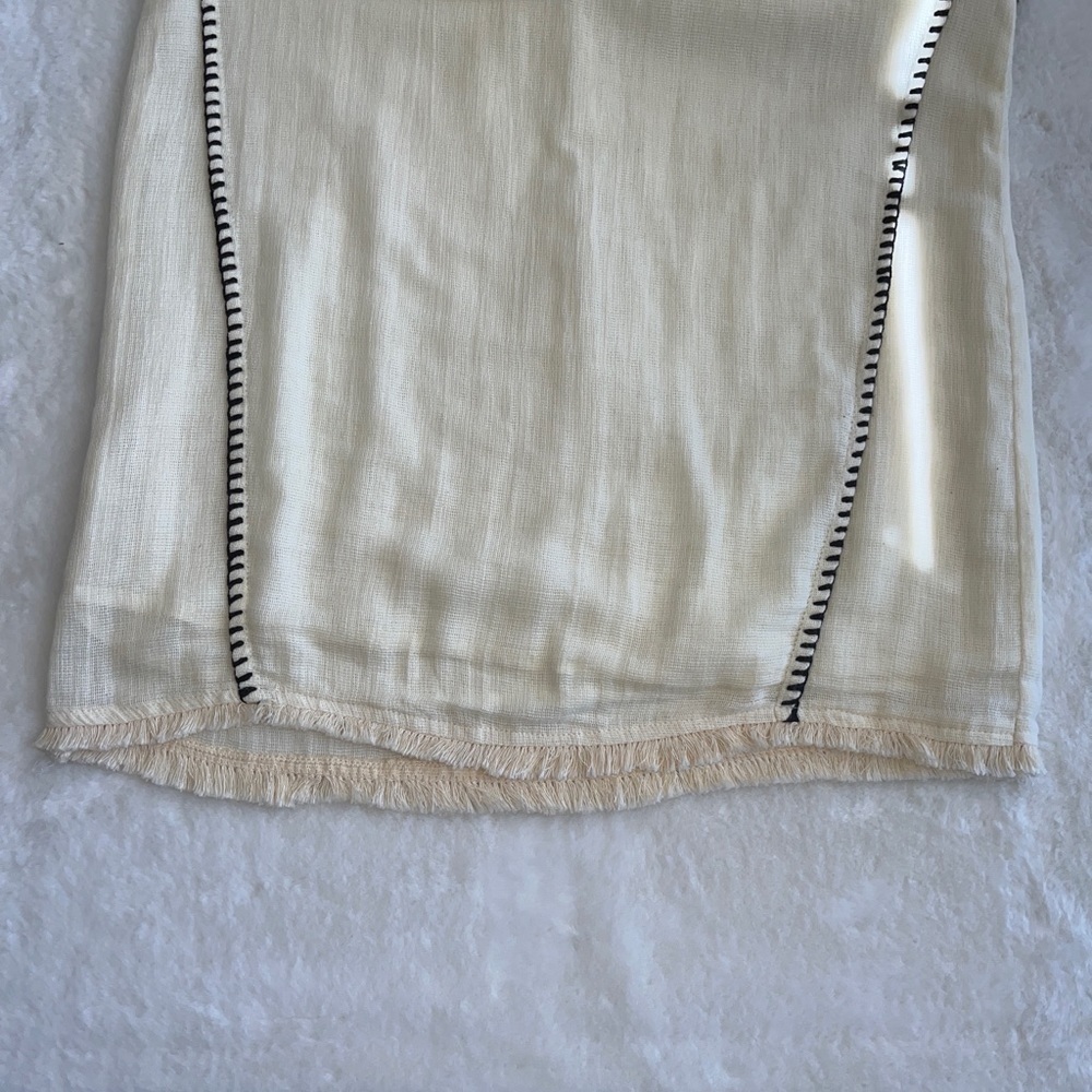 Moon River Blanket Stitch Shift Dress In Cream With Black Stitches Size Small - Picture 11 of 11